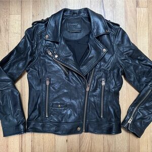 Blank NYC Leather Motorcycle Moto Jacket Gold Hardware Sz M
